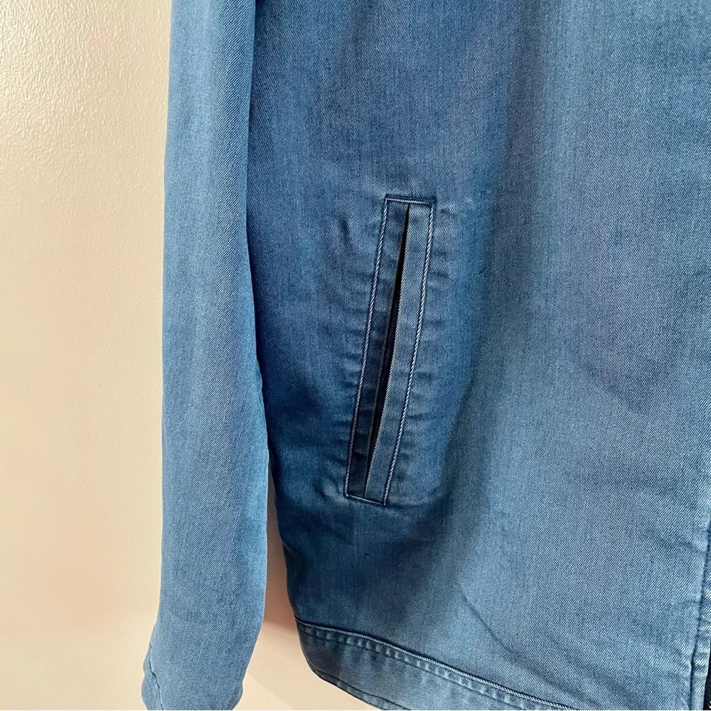 ASOS DESIGN Men’s Denim Oversized Bomber Jacket (size: S)
